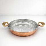 Copper Empire Ağır Bakır Tava Sahan Omlet Kuymak Yumurta Tavası Sahanı Kalaylı İç Yüzey Çift Kulplu 22x4 cm