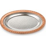 Copper Empire El Dövmesi Oval Bakır Sunum Tabağı 14x20 cm Mini Çerezlik Kahvaltılık Lokumluk Bal Reçel Tereyağ Servis Tabağı - 12 x 17 cm