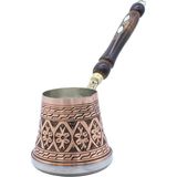 Copperdone Çiçek El Işlemeli Bakır Cezve Indüksiyon Ocak Uyumlu Orta Boy - El İşlemeli