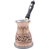Copperdone Çiçek El Işlemeli Uzun Eskitme Bakır Cezve Indüksiyon Ocak Uyumlu Küçük Boy