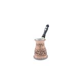 Copperdone Çiçek El Işlemeli Uzun Eskitme Bakır Cezve Indüksiyon Ocak Uyumlu Orta Boy