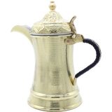 Copperdone El Dövmesi Örme Kulplu Dallah Mırra Cezvesi Altın Renk 26 cm