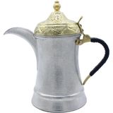Copperdone El Dövmesi Örme Kulplu Dallah Mırra Cezvesi Gümüş Renk 26 cm