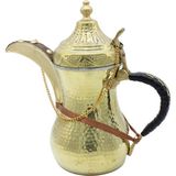 Copperdone El Dövmesi Örme Kulplu Özel Tasarım Dallah Mırra Cezvesi Altın Renk 19 cm