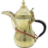 Copperdone El Dövmesi Örme Kulplu Özel Tasarım Dallah Mırra Cezvesi Altın Renk 20 cm