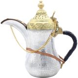 Copperdone El Dövmesi Örme Kulplu Özel Tasarım Dallah Mırra Cezvesi Gümüş Renk 19 cm