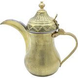 Copperdone El Dövmesi Pirinç Kulplu Dallah Mırra Cezvesi Altın Renk 22 cm