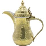 Copperdone El Dövmesi Pirinç Kulplu Dallah Mırra Cezvesi Altın Renk 23 cm