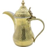 Copperdone El Dövmesi Pirinç Kulplu Dallah Mırra Cezvesi Altın Renk 25 cm