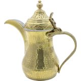 Copperdone El Dövmesi Pirinç Kulplu Dallah Mırra Cezvesi Altın Renk 29 cm