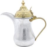 Copperdone El Dövmesi Pirinç Kulplu Dallah Mırra Cezvesi Gümüş Renk 27 cm