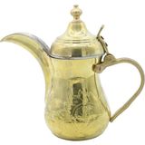 Copperdone El Işlemeli Yaprak Desenli Dallah Mırra Cezvesi Altın Renk 25 cm
