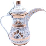 Copperdone Erzincan El Işlemeli Bakır Mırra Cezve Beyaz Renk