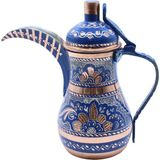 Copperdone Erzincan El Işlemeli Bakır Mırra Cezve Mavi Renk