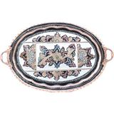 Copperdone Erzincan El Işlemeli Oval Bakır Tepsi Siyah Mineli - 44 cm