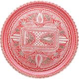 Copperdone Erzincan El Işlemesi Otantik Bakır Çay Kahve Servis Tepsisi Kırmızı Renk 34CM - 34 cm