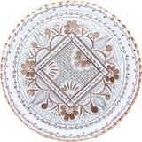 Copperdone Erzincan El Işlemesi Otantik Bakır Tepsi Beyaz Renk - 34 cm