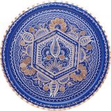 Copperdone Erzincan El Işlemesi Otantik Bakır Tepsi Mavi Renk - 34 cm