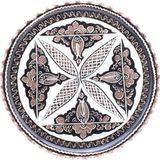 Copperdone Erzincan El Işlemesi Otantik Yuvarlak Bakır Çay Kahve Servis Tepsisi 24CM Siyah Renk - 24 cm