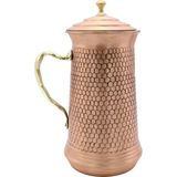 Copperdone Gaziantep El Işlemeli Petek Desenli Eskitme Bakır Sürahi Antik Bakır Renk - 1,9 lt