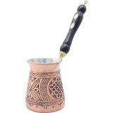 Copperdone Gaziantep El Işlemesi Etnik Desenli Eskitme Bakır Cezve Antik Bakır Renk Orta Boy