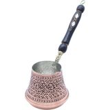 Copperdone Otantik El Işlemeli Bakır Cezve Ahşap Saplı Büyük Boy