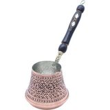 Copperdone Otantik El Işlemeli Bakır Cezve Ahşap Saplı Küçük Boy
