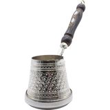 Copperdone Otantik El Işlemeli Gümüş Renk Bakır Cezve Indüksiyon Ocak Uyumlu Küçük Boy