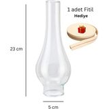 Coppermall Büyük Boy Gaz Lambası Camı 23 cm El Yapımı 1 Adet Fitil Hediye Aydınlatma Aksesuarı