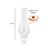 COPPERMALL HANDMADE Gaz Lambası Camı ve 2 m Fitil No 14 Büyük Boy Kandil Bacası
