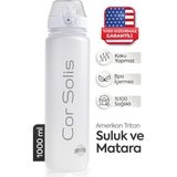 Cor Solis Tritan Suluk Pipetli 1 Litre Sporcu Su Matarası Akıtmaz Sızdırmaz Spor Su Şişesi Sporcu Suluğu Sporcu Matarası Bpa Içermez Kadın Erkek Çocuk Yetişkin Okul Ofis Spor Salonu Gym - Beyaz