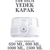 Cor Solis Yedek Suluk Kapağı Uzspace Suluk Matara 650-800-1000-1500 ml ile Tam Uyumlu Sızdırmaz -Sadece Kapak - Beyaz