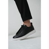 Cora Model Hakiki Deri El Yapımı Erkek Siyah Sneakers Ayakkabı - 0 - Siyah