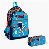 Coral High 0223486 Lacivert/Mavi Astronot Desenli 2'li Okul Çantası Seti