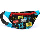 Coral High 11535 Kids Siyah Mavi Gamer Desenli Bel Çantası