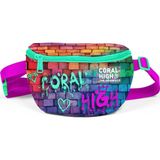 Coral High 11537 Pembe Lacivert Grafiti Yazılı Bel Çantası