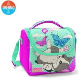Coral High 11707 Kids Su Yeşili Pembe Kedi Desenli Thermo Beslenme Çantası