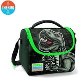 Coral High 11725 Kids Koyu Yeşil Siyah Dinozor Desenli Thermo Beslenme Çantası