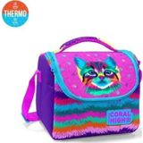 Coral High 11859 Kids Mor Pembe Kedi Desenli Thermo Beslenme Çantası