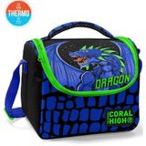 Coral High 11866 Kids Siyah Saks Ejderha Desenli Thermo Beslenme Çantası