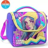 Coral High 11871 Kids Lavanta Turkuaz Kulaklıklı Kız Desenli Thermo Beslenme Çantası