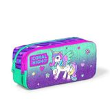 Coral High 12059 Unicorn Desenli Lila-Su Yeşili İki Bölmeli Kalem Çanta