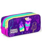 Coral High 12088 Kids Mor Pembe Dondurma Desenli İki Bölmeli Kalem Çantası