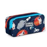 Coral High 12093 Lacivert Mavi Astronot Desenli İki Bölmeli Kalem Çantası
