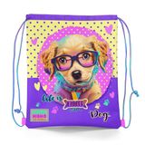 Coral High 12646 Kids Sarı Pembe Sevimli Köpek Desenli İpli Büzgülü Sırt Çantası