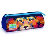 Coral High 22041 Kids Lacivert Saks Aslan Desenli Üç Bölmeli Kalem Çantası