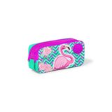 Coral High 22290 0KK01 Kids Su Yeşili Pembe Simli Flamingo Desenli İki Bölmeli Kalem Çantası