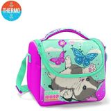 Coral High 22707 Kids Su Yeşili Pembe Kedi Desenli Thermo Beslenme Çantası