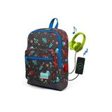 Coral High 23279 Kids Gri Uzay Desenli Usb Şarjlı Kulaklık Çıkışlı Okul Sırt Çantası
