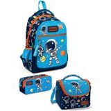 Coral High 23486 Çok Renkli Desenli 3'lü Beslenme Kalemlik Okul Çantası Set